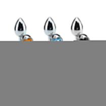 Plug Anal Aço Inoxidável Tamanho m Joia Redonda Transparente 8,2cm Plug Anal Aço Inoxidável Tamanho m Joia Redonda Transparente 8,2cm