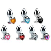 Plug Anal Aço Inoxidável Tamanho P Joia Coração Roxo Propriedade Térmica Plug Anal Aço Inoxidável Tamanho P Joia Coração Roxo Propriedade Térmica