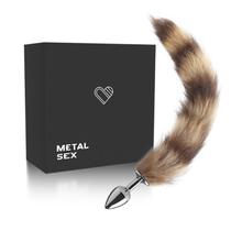 Plug Anal Butt Cat com Cauda em Pelúcia - Cromado