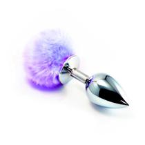 Plug Anal Coelho Pom Pom em Aço - Tamanho P - Branco
