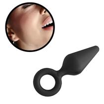 Plug Anal com Alça de Silicone para Dedo Formato Cone Preto