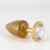 Plug anal com glitter - dourado (m)