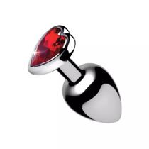 Plug Anal com Joia em Aço Inox Coracao M Dilatador Conforto Anal Sexshop