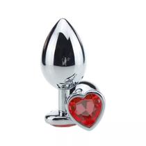 Plug Anal com Joia em Aço Inox Grande Estimulador e Dilatador Anal Formato Coração