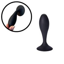 Plug Anal com Ventosa de Silicone Formato Redondo Preto
