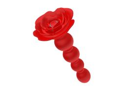 Plug Anal com Vibração e Rotação 10 Modos Recarregável USB, Controle Remoto sem Fio, Silicone Texturizado, Base Anatômica Flor