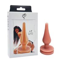 Plug Anal Cônico em Silicone com Base Achatada na cor Bege - InNamorata Love Items N01 - 8,4 x 2,8 cm