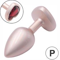 Plug Anal Coração de Luxo Dourado com Pedra Joia Tamanho P