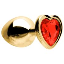 Plug Anal Coração Dourado M Aço Sexy Import Cor:Vermelho