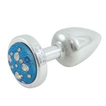 Plug Anal Cromado em ABS com Pedra Cravejada em Strass Azul - HARD Plug LESS