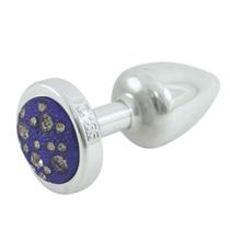Plug Anal Cromado em ABS com Pedra Cravejada em Strass Lilás - HARD Plug LESS