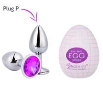 Plug anal de aço com cristal + egg masturbador