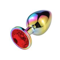 Plug Anal de Aço com Pedra de Cristal - Tamanho G - Vermelho - SEXY IMPORT