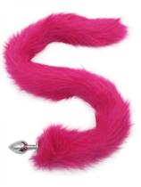 Plug anal de aço com rabo de raposa 81cm - pink - cauda grande