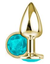Plug anal de aço dourado com pedra - tamanho m Plug anal de aço dourado com pedra - tamanho m