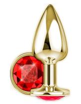 Plug anal de aço dourado com pedra - tamanho p Plug anal de aço dourado com pedra - tamanho p