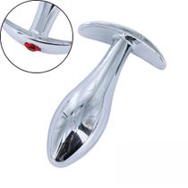 Plug Anal de Aço Formato Torpedo Com Alça e Joia Tamanho M