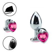 Plug Anal de Aço Inox Tamanho Pequeno Formato Coração Dilatador Excitante Feminino E Masculino Elegante Luxo Sex Shop