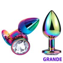 Plug Anal de Aço Inoxidável Colorido Com Joia Na Base Grande