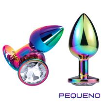 Plug Anal de Aço Inoxidável Colorido Com Joia Na Base Pequeno