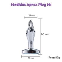 Plug Anal de Aço Inoxidável com Formato de Mão e Joia na Base - Tamanhos P e M