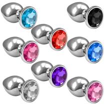 Plug anal de aço inoxidável cônico com cristal arredondado grande