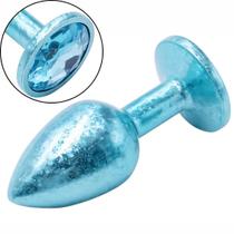 Plug Anal de Luxo Azul com Joia Nova Tecnologia Tamanho P
