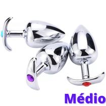 Plug Anal de Luxo Com Alça de segurança e Joia Tamanho M
