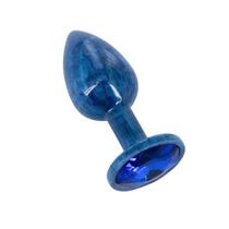Plug Anal de Luxo com Pedra Acrílico Azul- Tamanho P