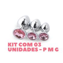 Plug anal de metal com pedra - p/m/g