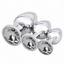 Plug anal de metal com pedra - p/m/g