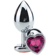 Plug Anal de Metal Médio com Jóia Coração Dilatador Anal Feminio e Masculino Sexo Anal Sem Dor