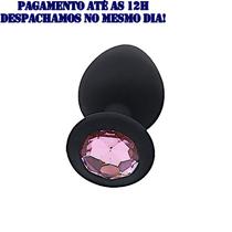plug anal de silicone preto joia tamanho medio