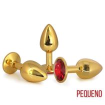Plug Anal Dourado Com Joia Na Base em Aço Inoxidável Pequeno