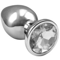 Plug Anal em Aço Inox com Pedra Lapidada 9,5 x 4cm Sexy Shop