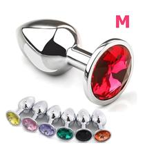 Plug Anal em Aço Inox Tamanho M com Joia Feminino Masculino Dilata Excita