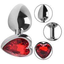 Plug Anal em Aço Inox Tamanho P com Jóia Sexo Anal Masculino e Feminino Dilatador