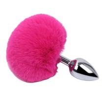 Plug Anal em Aço - Pompom de Coelho - Tamanho - P Plug Anal em Aço - Pompom de Coelho - Tamanho - P