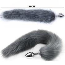 Plug Anal em Alumínio 7cm com Cauda Cinza Escuro de 40CM