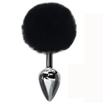 Plug Anal em Metal 7cm com Pompom Preto