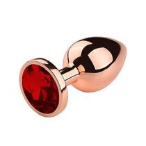 Plug Anal em Metal Rose com Cristal Bolinha Brilhante - TAM-G