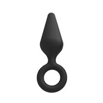 Plug Anal em silicone PRETO Formato Cone com alça de dedo - 11,6x3,3 - SEXY IMPORT