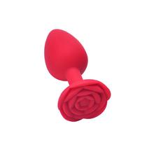 Plug Anal em Silicone Vermelho com Formato de Rosa Pequeno