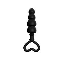Plug Anal Escalonado de Silicone com Alça Coração - 14,8 cm