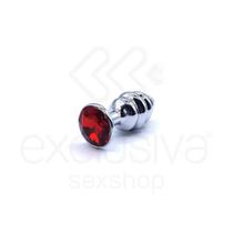 Plug Anal Escalonado em Aço com Joia no Tamanho ''P''- Sexy Import - Exclusiva SexShop