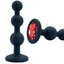 Plug Anal Escalonado em Silicone Com Pedra Joia Toque Macio Plug Anal Escalonado em Silicone Com Pedra Joia Toque Macio