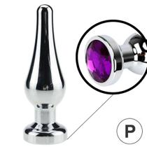 Plug anal Formato Cônico de Metal Com Joia na Base Tamanho P