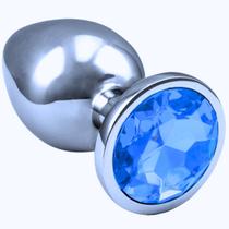Plug Anal "G" Aço Inoxidável Formato Cônico Pedra de Cristal Redonda Azul Claro - Portal do Prazer