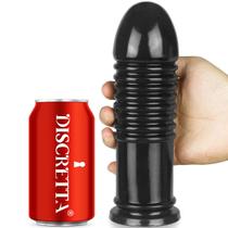Plug Anal Grande em Silicone com Ventosa e Relevos Massageadores