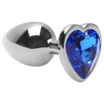 Plug Anal Grande Metal Cromado Com Coração Brilhante 9,5x4cm